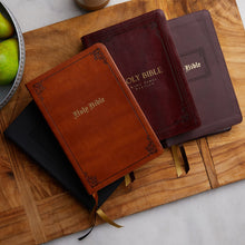 Load image into Gallery viewer, KJV, Thinline Large Print Bible, Vintage Series, Leathersoft, Brown, Red Letter