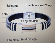 Load image into Gallery viewer, 12mm Men's  Casual Stainless Steel Bracelet | Silicone Chain | Fashion Bangle Bracelet