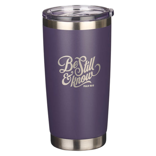 Be Still Purple Stainless Steel Mug | Kingdom Gift Centre