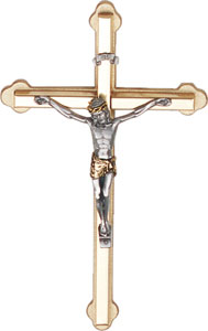 Metal Hanging Crucifix with corpus - 6 inch (2 Tone)