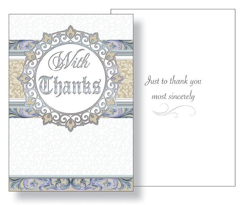 Pearlized Silver Foil Card- With Thanks