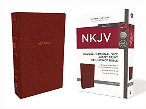 NKJV Deluxe Reference Bible | Personal Size Giant Print | Imitation Leather | Red, Red Letter Edition | Comfort Print: Holy Bible | New King James Version.