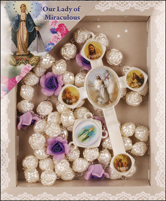 Wall Rosary- Imitation Mother of Pearl Wall Rosary