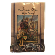Olive Wood & Mother of Pearl Cross Necklace- Saint Michael