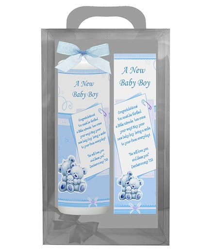 Inspirational Candle with Bookmarker - A New Baby Boy - Deut 7:13