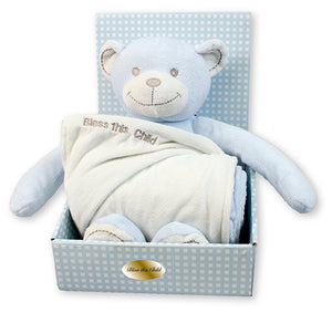 Baby Plush Bear Blue With Blanket