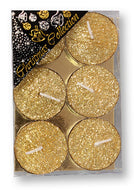 Christmas Tea Lights/Gold/Glitter/Pack 6