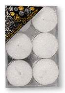 Christmas Tea Lights/White/Glitter/Pack 6