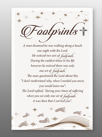 Footprints in the Sand - Freestanding Glass Plaque