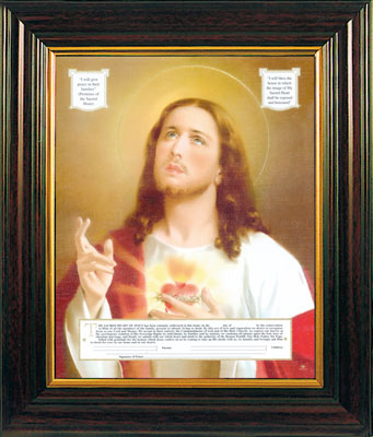 WOOD FRAME PICTURE  SACRED HEART