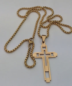 GOLD PLATED NECKLACE WITH CROSS  PENDANT