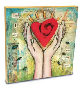Wall Art - Canvas - Give Heart - 10in X 10in X 1in