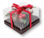 Glass Christmas Candle holder/Red/Acorn
