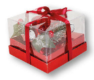 Glass Christmas Candleholder/Red/Holly