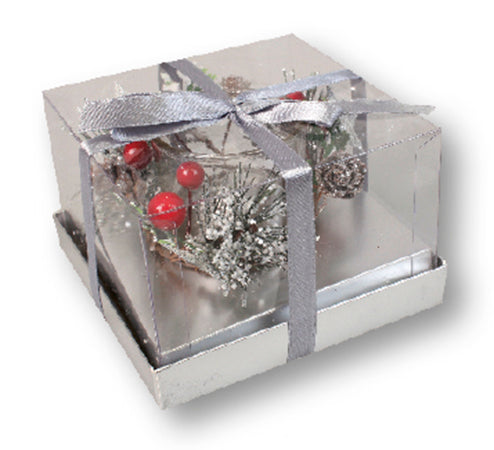Glass Christmas Candleholder/Silver