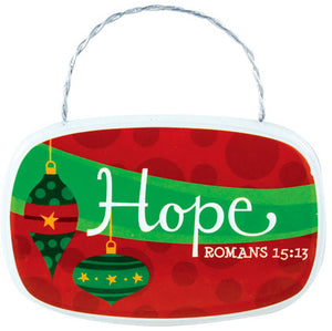 Hanging Plaque - Oval - Retro Plaque Ornaments - Hope - Romans 15:13 3.5 In X 2 In