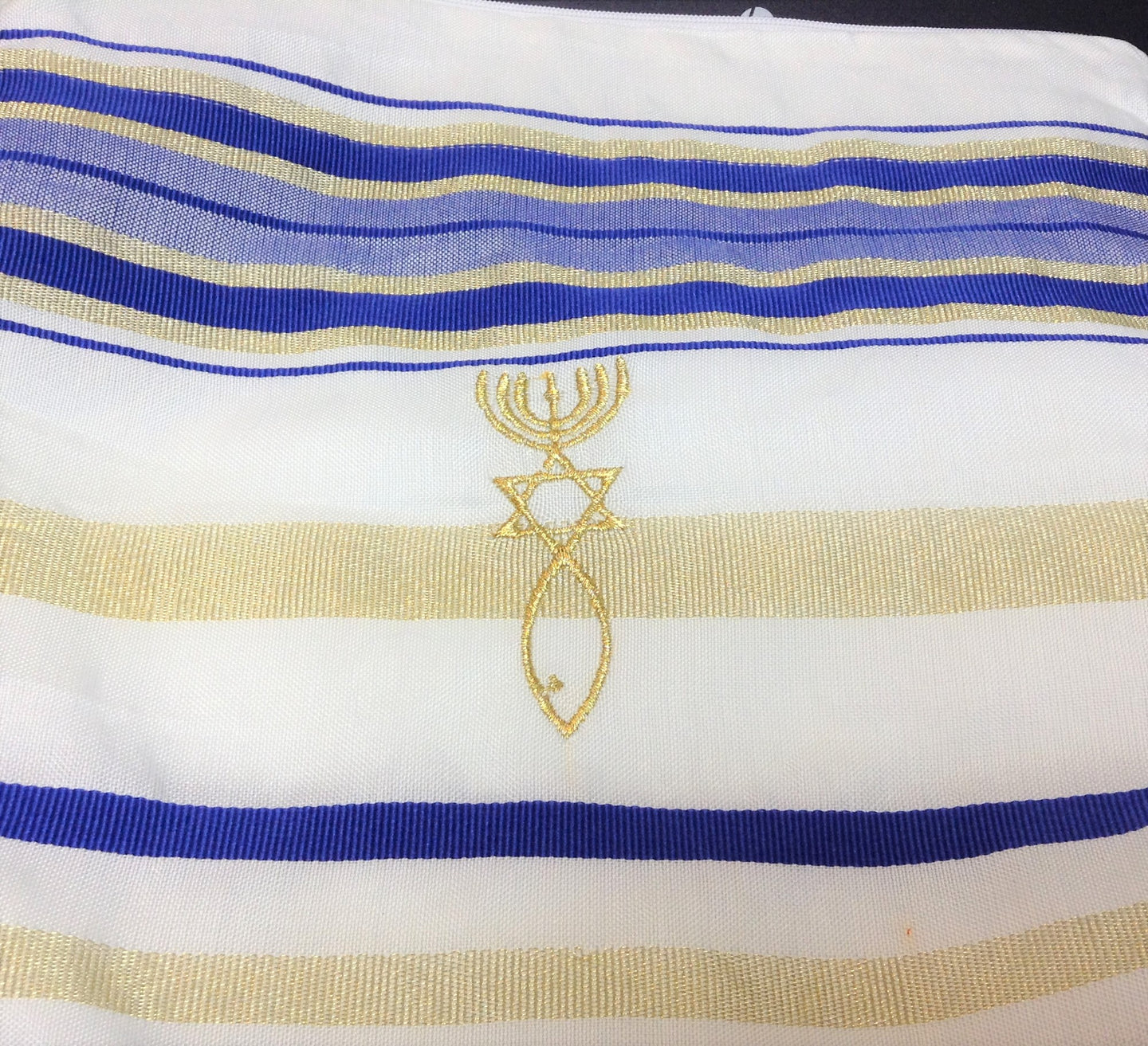 Tallit with Blue And Gold Trim
