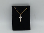 SMALL GOLD PLATED CHAIN AND CRUSIFIX  CYSTAL