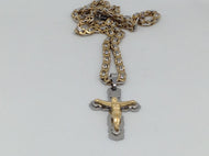 GOLD  AND SILVER PLATED  NECKLACE  WITH CROSS  PENDANT