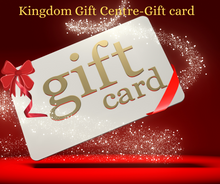Load image into Gallery viewer, Are you struggling to find that perfect present for your loved one? Take the pressure off and buy them a flexible gift card from Kingdom Gift Centre.  Available in £10,£25,£50,£100  No matter your pocket, we’ve got a card for them. Our gift cards  can be spent on our online shop as well as instore.