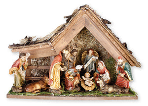 Nativity/Resin/10 Figures.4 1/2" With Shed