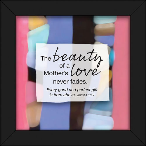 Plaque - Reflections Series. Black Framed 7in X 7in Plaque With Mosaic Design. Mother's Love - James 1:17
