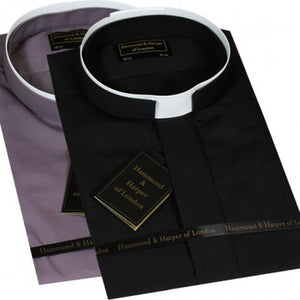 Men Long Sleeve Tonsure Collar Clerical Shirt (Colour Options Available)