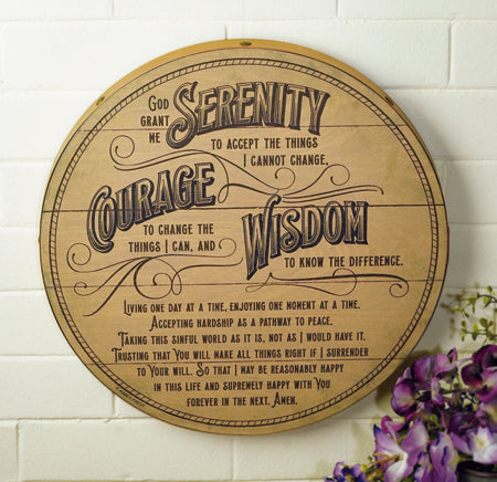 Wall Hanging Wood Barrel Plaque- Serenity Prayer