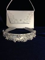 Beautiful White  Bag And Headband Set For First Holy Communion / Flower girl