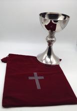 Load image into Gallery viewer, Burgundy Velvet Drawstring Pouch with Grey Cross Imprint