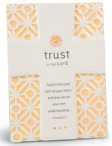 Plaque - Trust - Cross 5' X 7' Proverbs 3:5 Statement Series Plaques