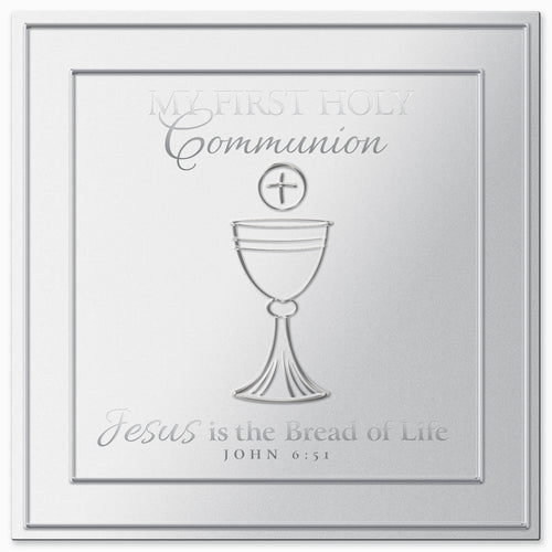 Plaque - First Communion - Silver Satin Metal 