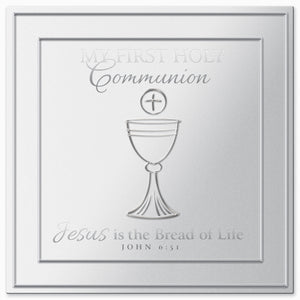 Plaque - First Communion - Silver Satin Metal 
