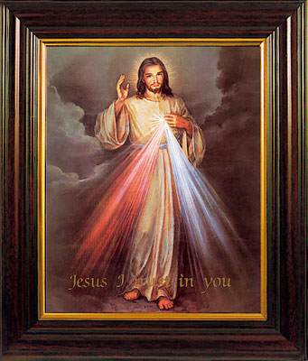 WOOD FRAME PICTURE  DIVINE MERCY