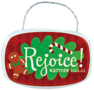 Hanging Plaque - Oval - Retro Plaque Ornaments - Rejoice - Matthew 2:10-11 3.5 In X 2 In