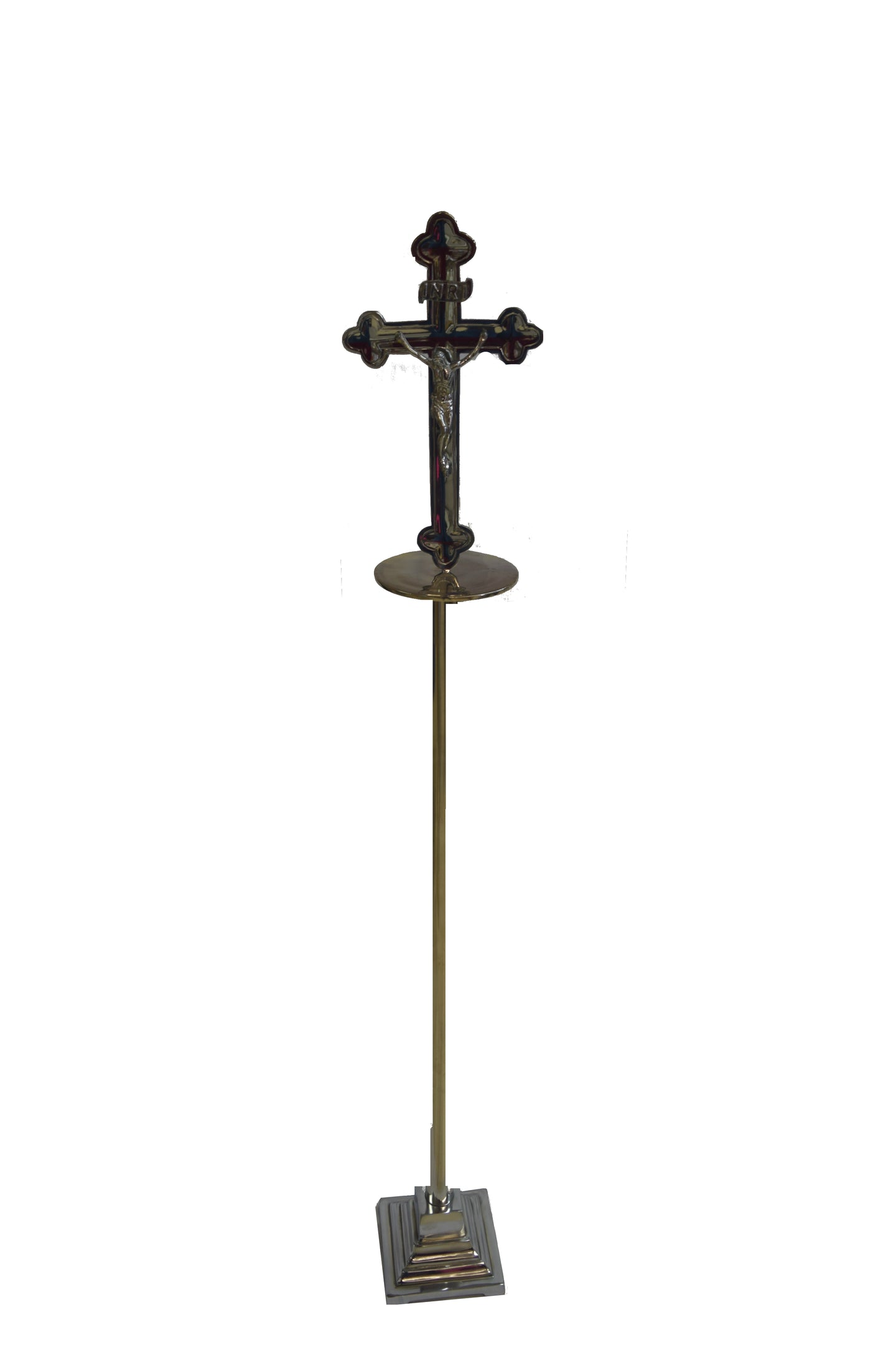 Brass Crucifixion Standing Cross with Pole 
