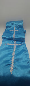 Turquoise Blue Amure with 1 cross made with embroideries