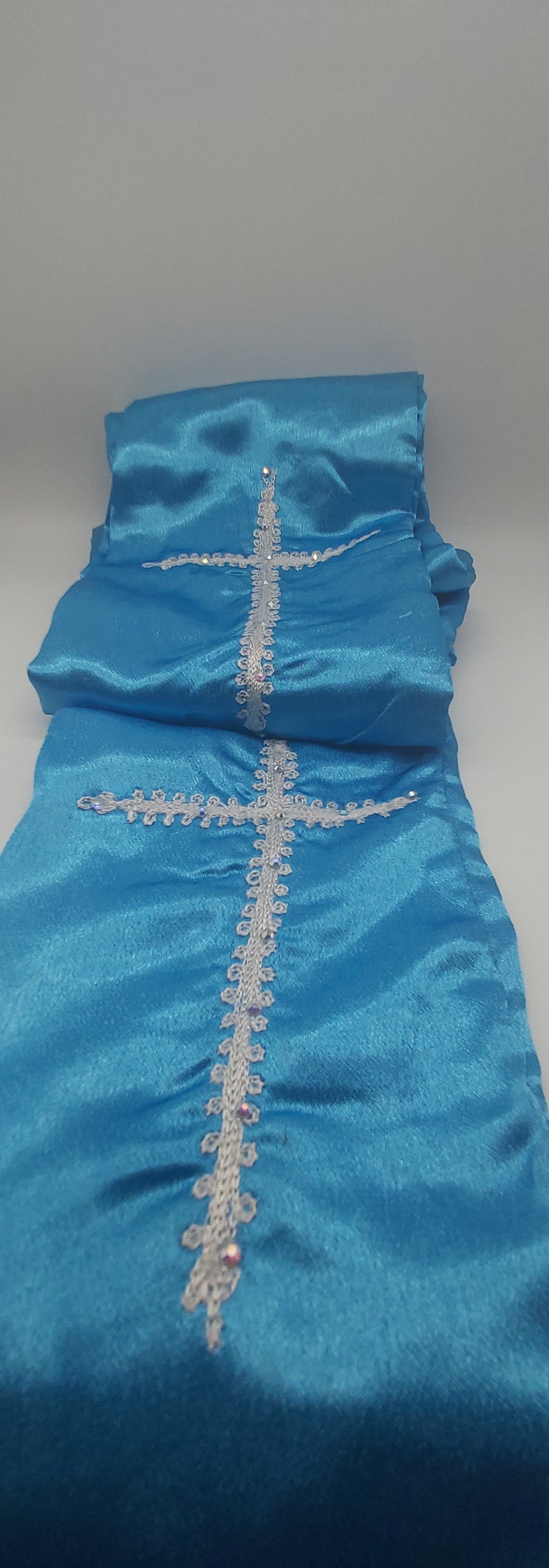 Turquoise Blue Amure with 1 cross made with embroideries